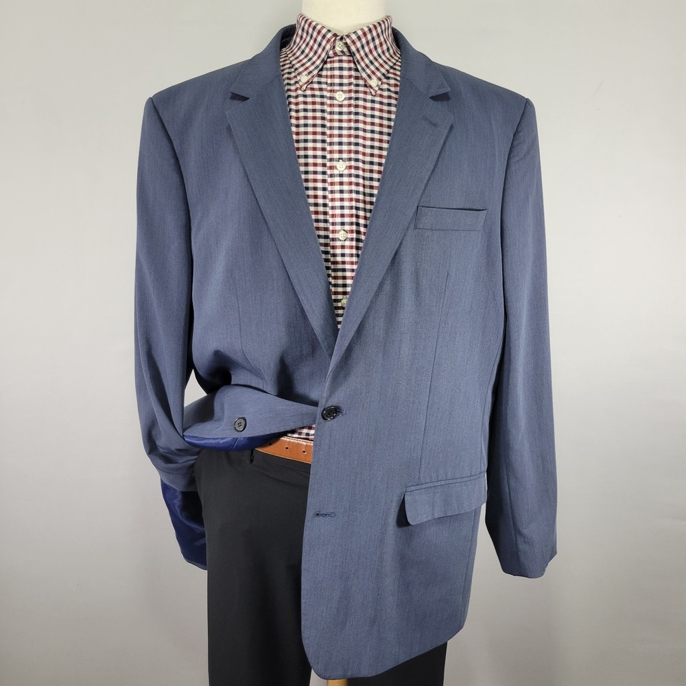 Nautica Men's Sport Coat Blazer Two Button Blue Polyester Blend Size 50L